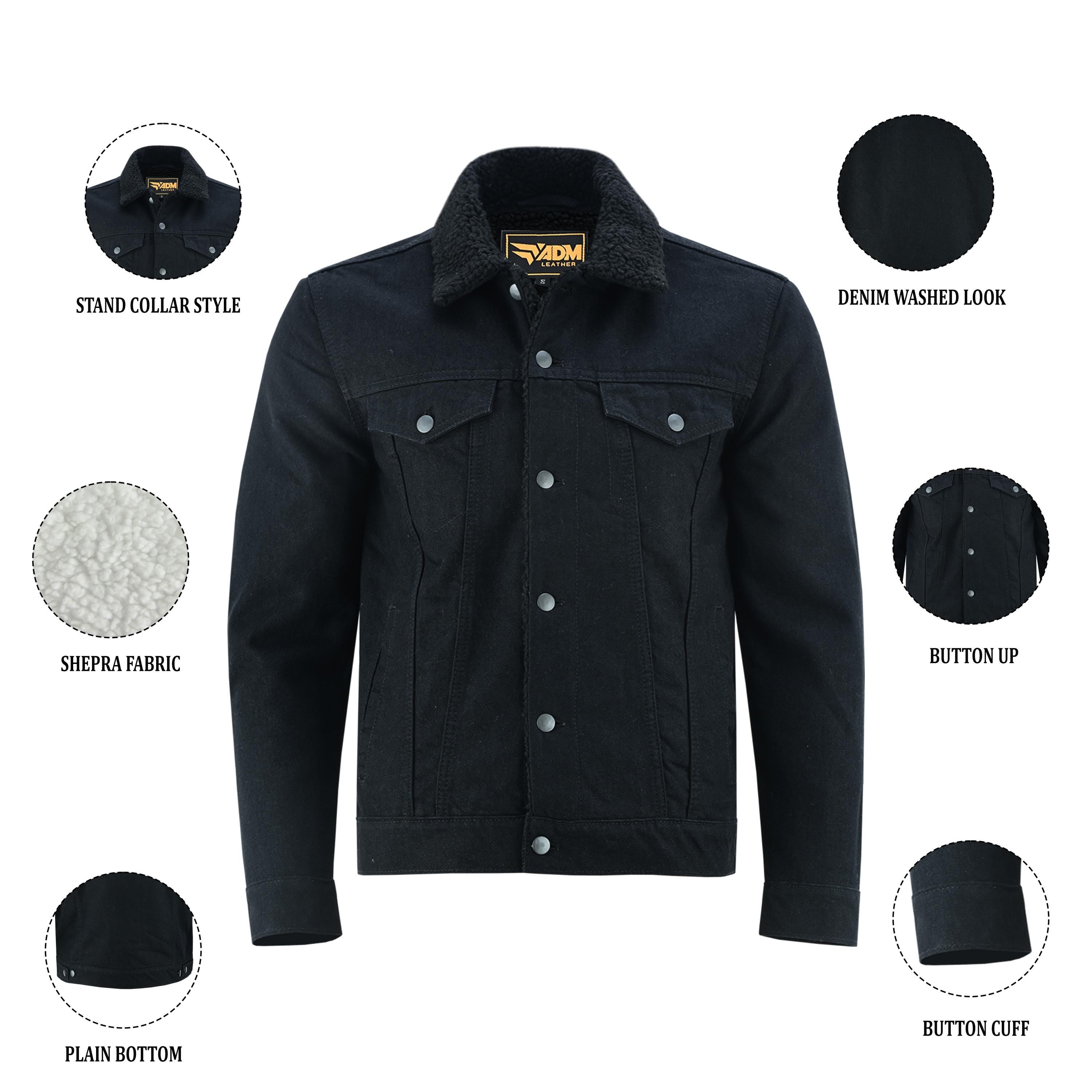 Heavyweight Denim Jacket Men's Fur Lined Streetwear Coat | Vintage Winter Biker Style