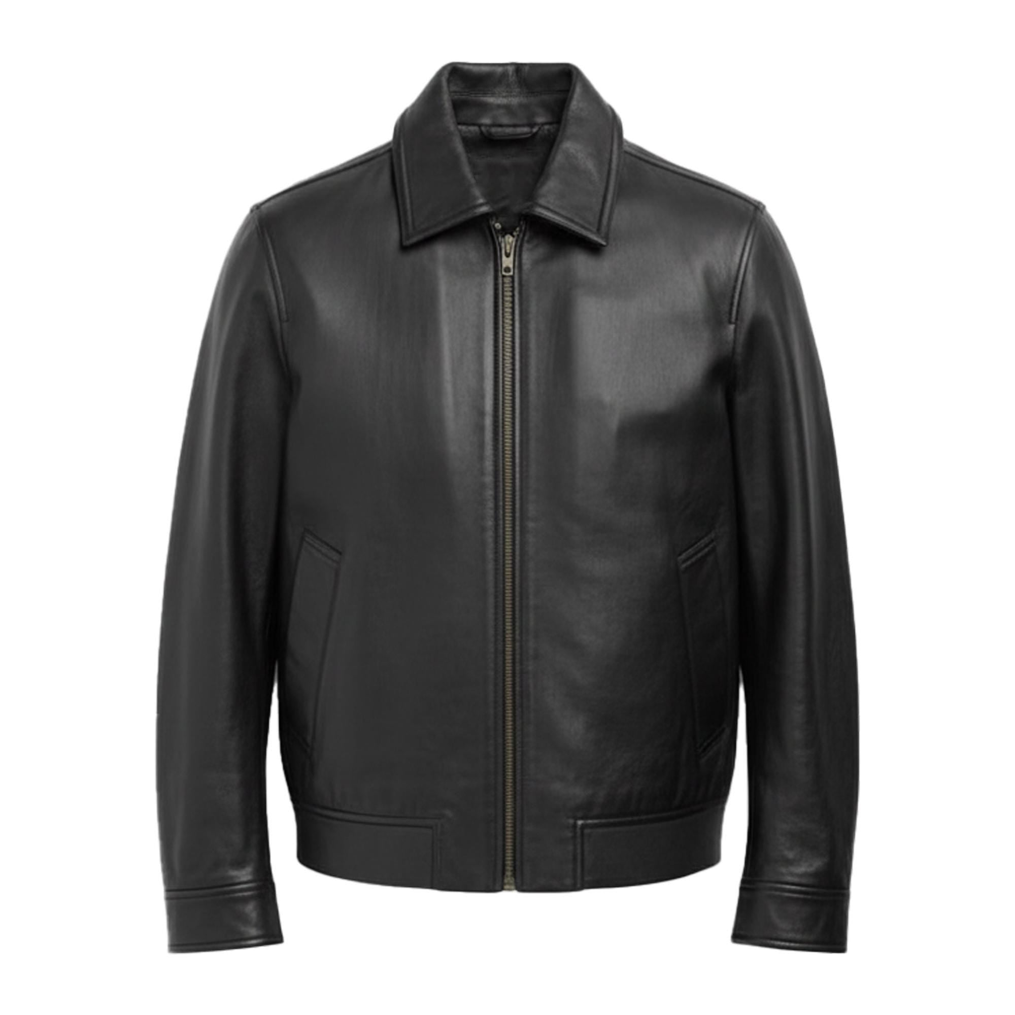 Classic Mens Moto Biker Leather Jacket Distressed Vintage Black Motorcycle Real Casual Leather Coat