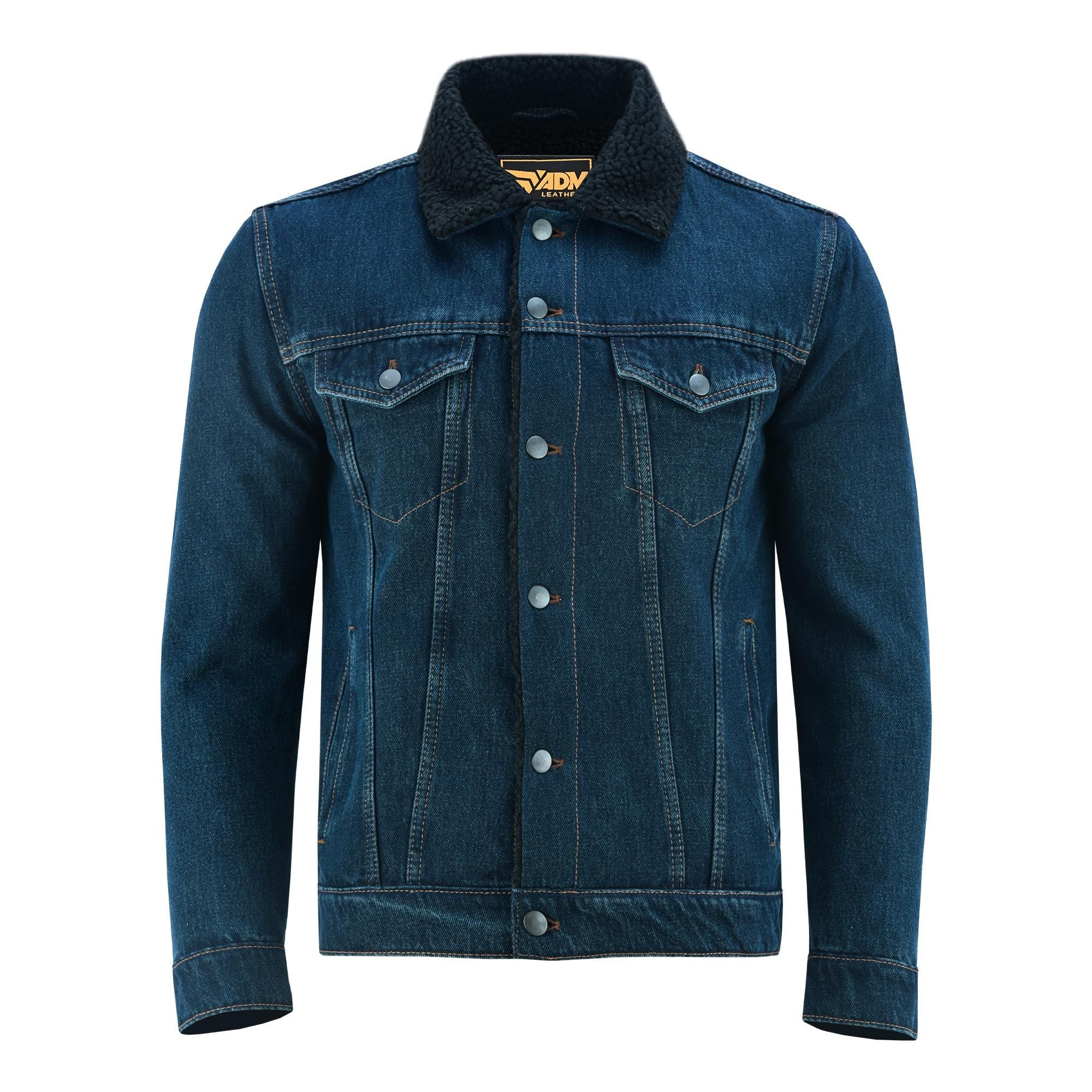 Black Denim Fur Lined Coat Men's Streetwear Jean Jacket | Warm Winter Trucker Biker Jacket