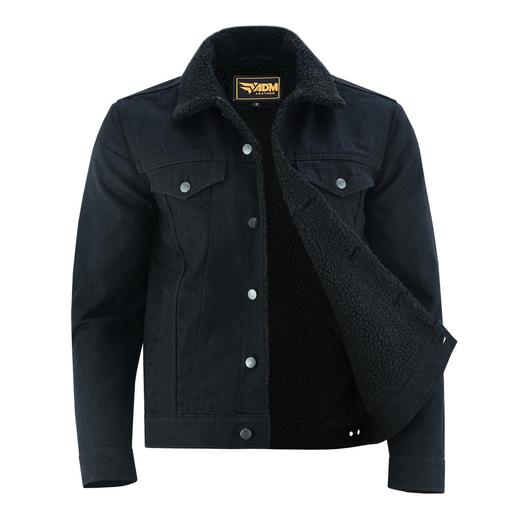 Heavyweight Denim Jacket Men's Fur Lined Streetwear Coat | Vintage Winter Biker Style