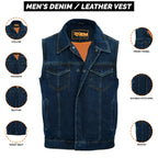 Vintage 90s Blue Jean Denim Biker Vest Distressed Cutoff Sleeveless Top Unisex Style