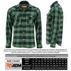 Heavy Duty Armored Biker Flannel Plaid Motorcycle Riding Shirt | Green & Black Kevlar Safety Gear