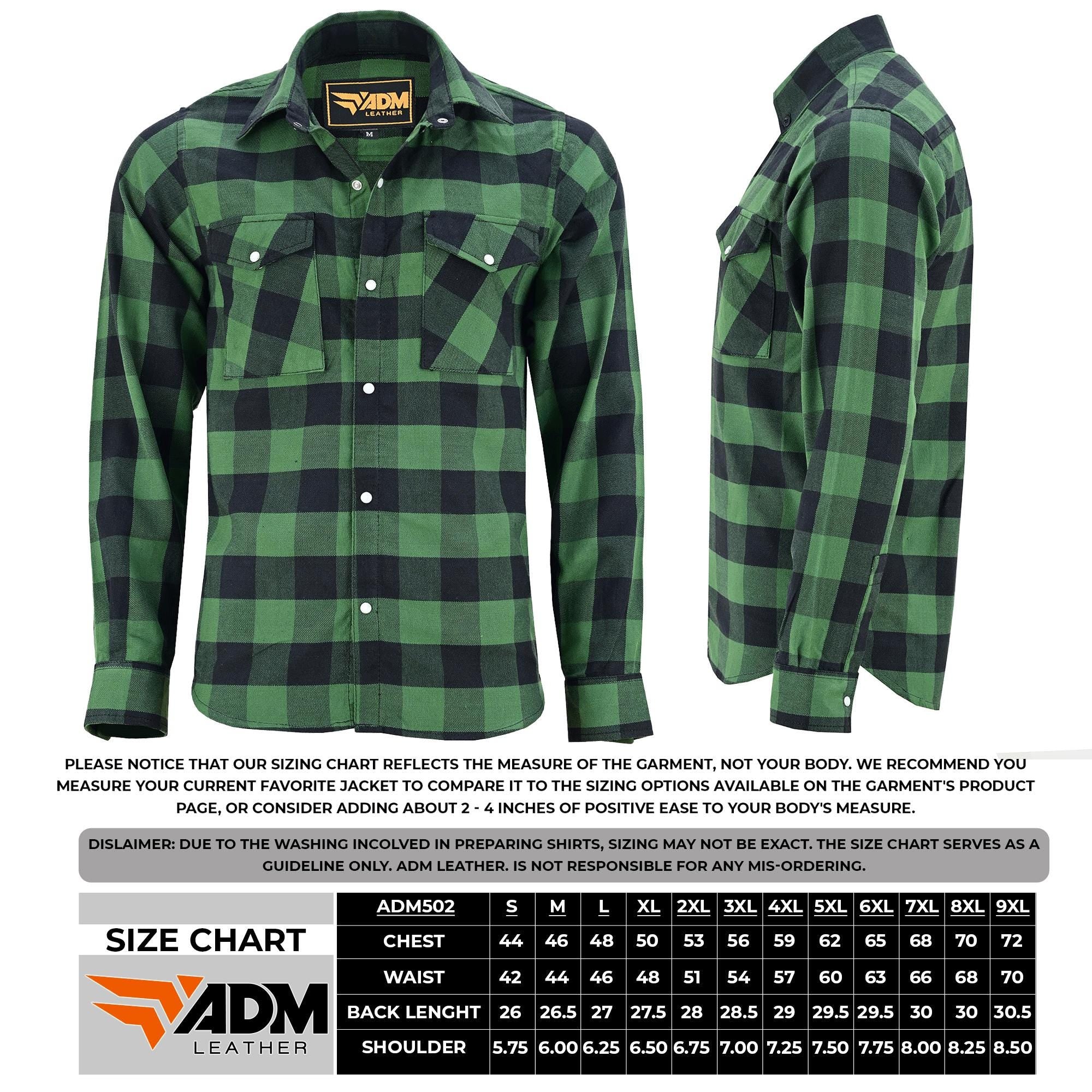 Heavy Duty Armored Biker Flannel Plaid Motorcycle Riding Shirt | Green & Black Kevlar Safety Gear