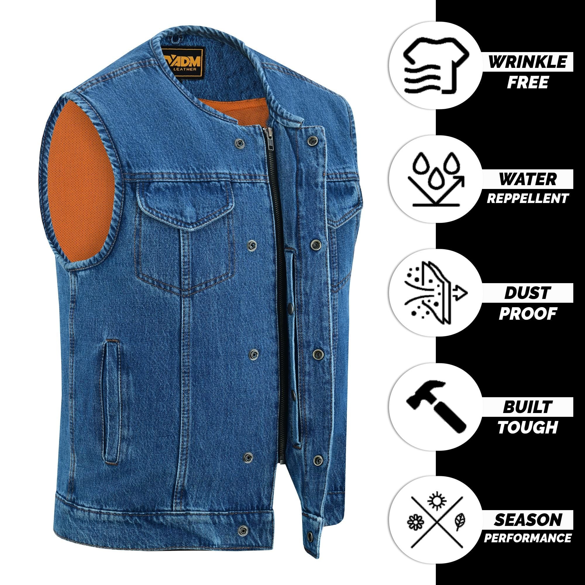 Vintage Biker Denim Vest Men's Heavyweight Cutoff Sleeveless Jean Jacket Trucker Punk Style