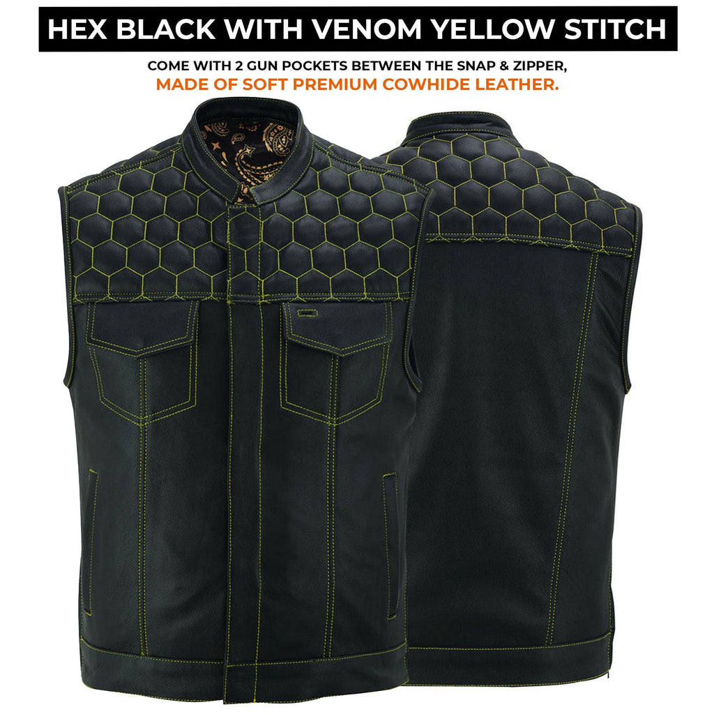 Handmade Cowhide Leather Motorcycle Vest: SOA Biker Style, Concealed Carry