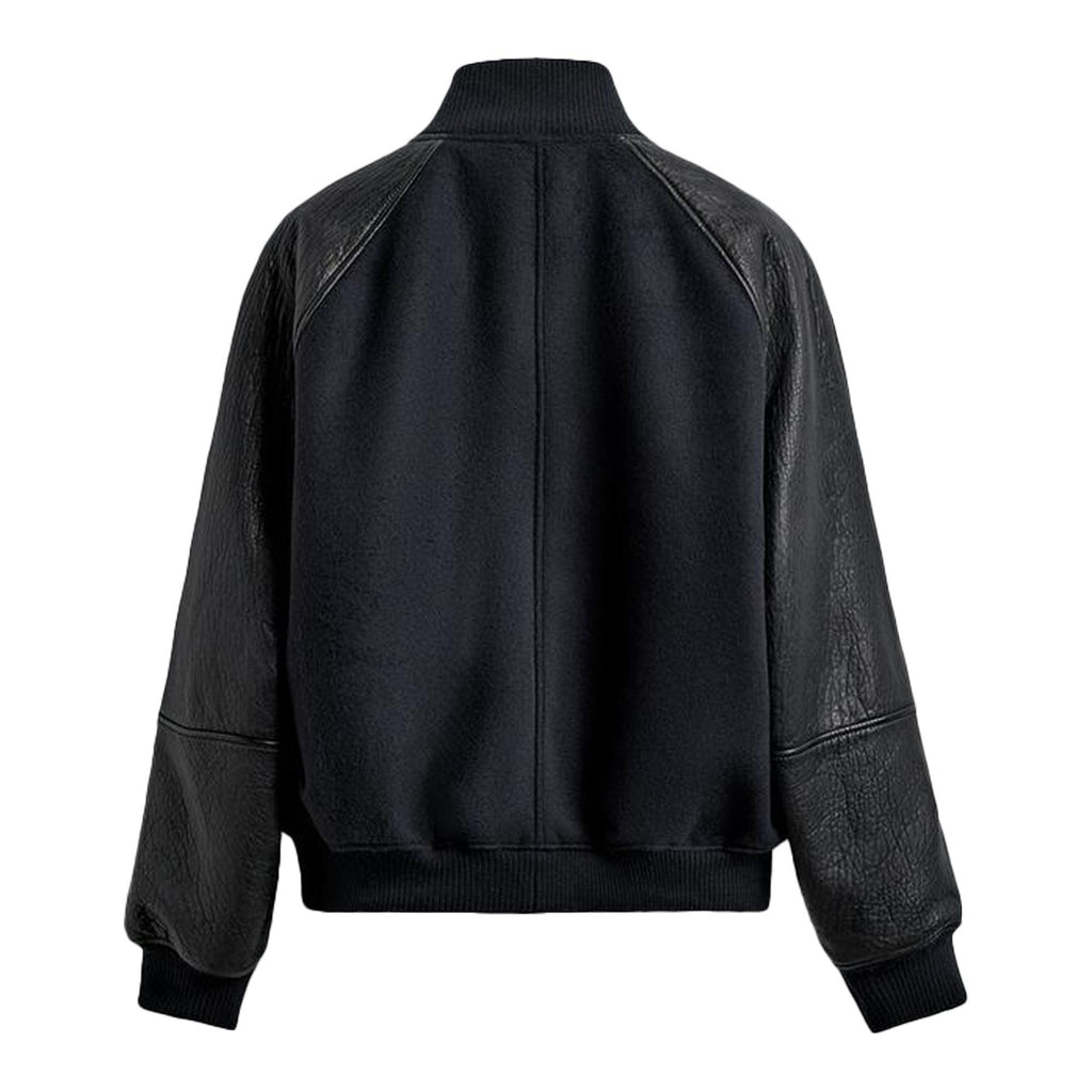 Leather Varsity Jacket Biker Style Baseball Style School Uniform Unisex Streetwear Jackets For Mens