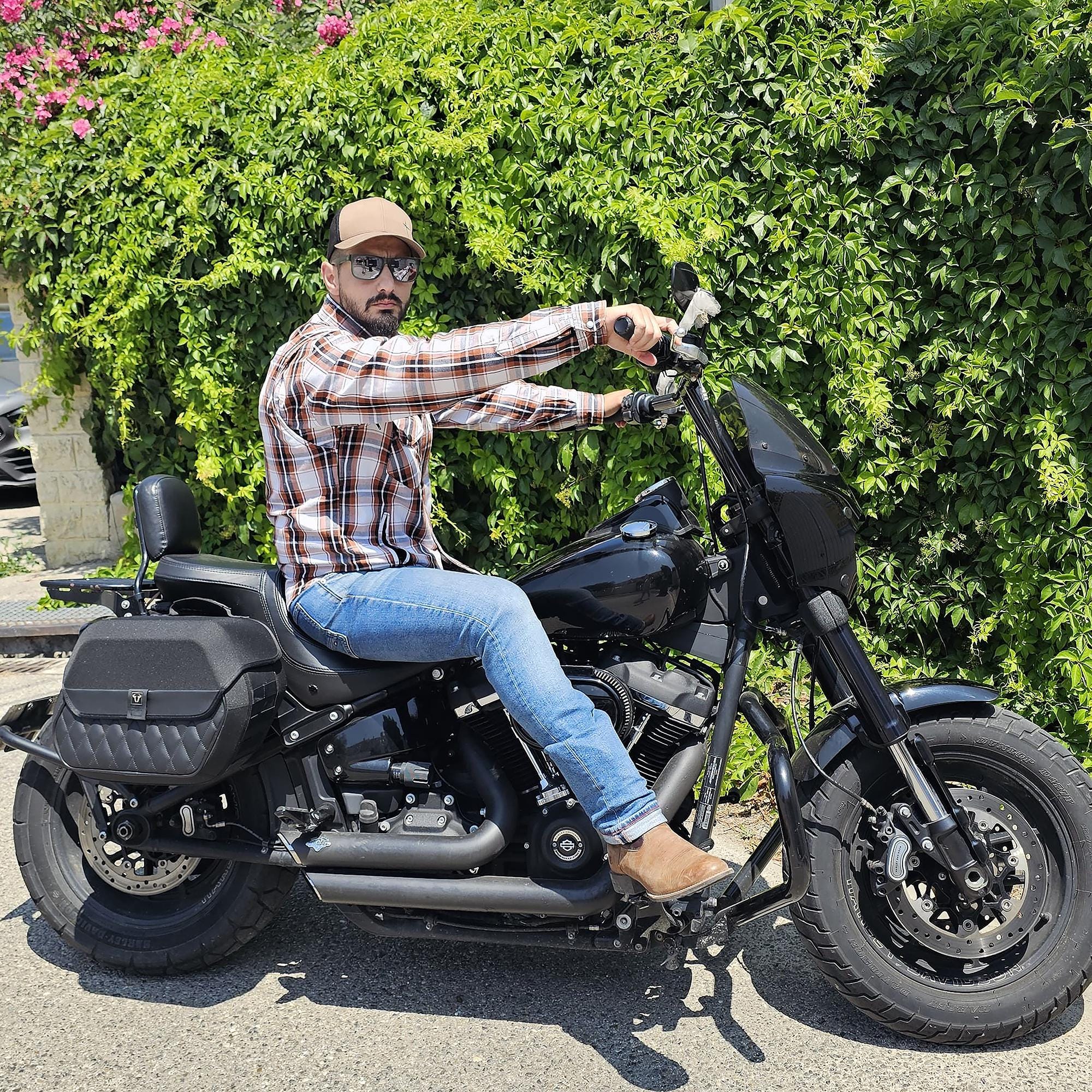 Biker Riding Gear Flannel Kevlar Lined Armored Plaid Shirt | Brown And Black CE-Approved Motorcycle