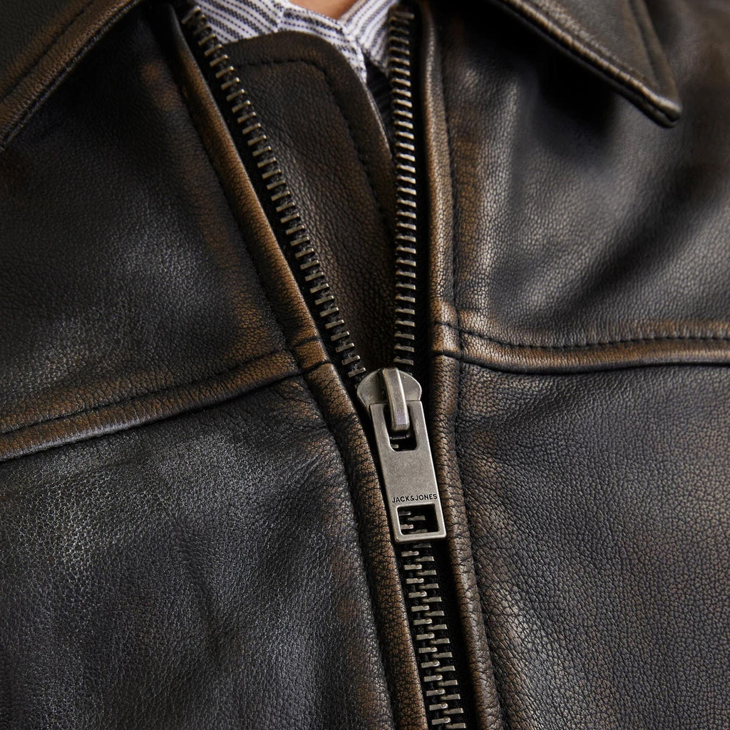 Distressed Brown Leather Jacket For Men Aviator Style Biker Western Cowboy Leather Coat