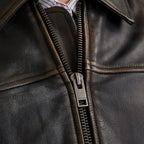 Distressed Brown Leather Jacket For Men Aviator Style Biker Western Cowboy Leather Coat