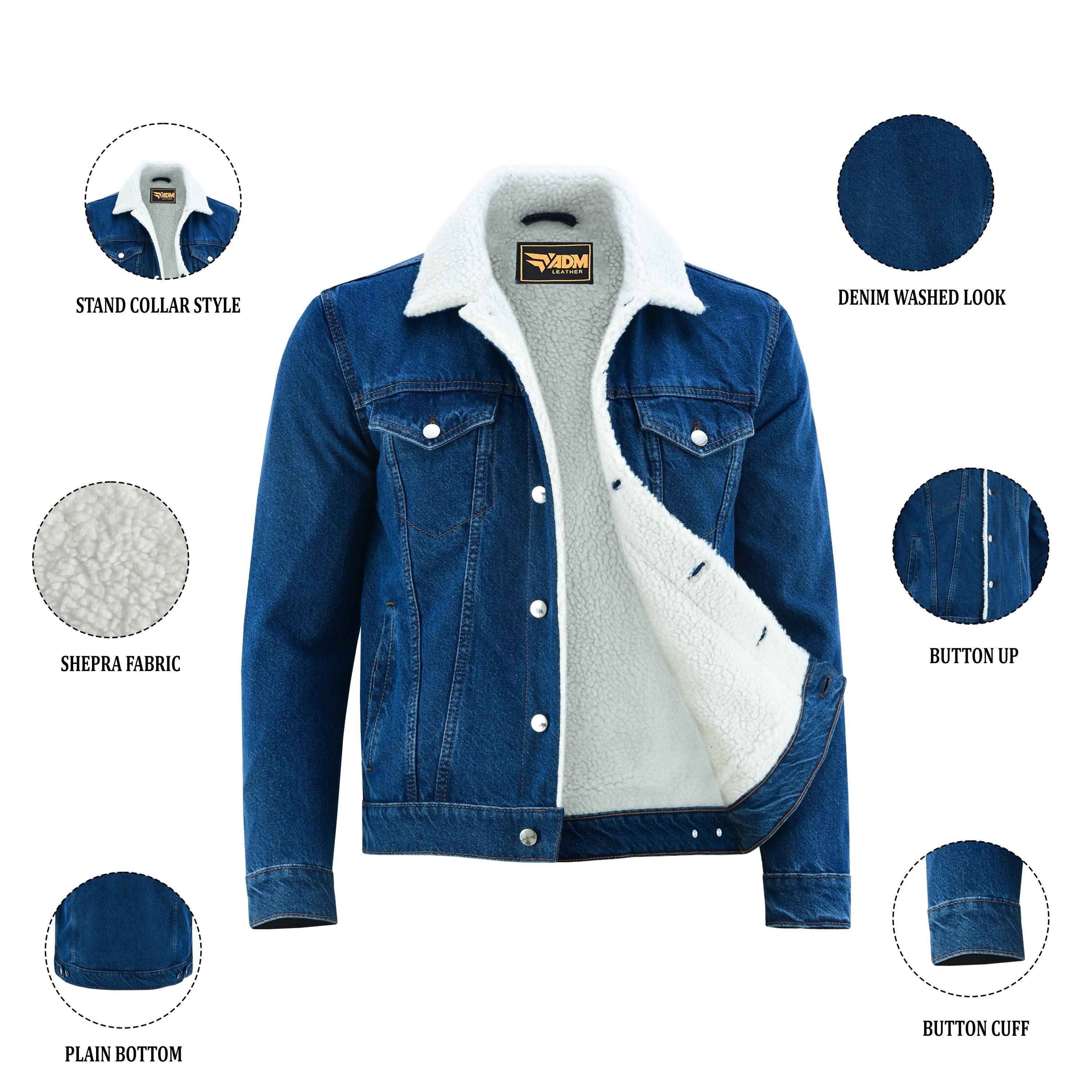 Streetwear Fur Sherpa Lined Jacket Vintage Denim Coat | Men's Classic Winter Jean Jacket