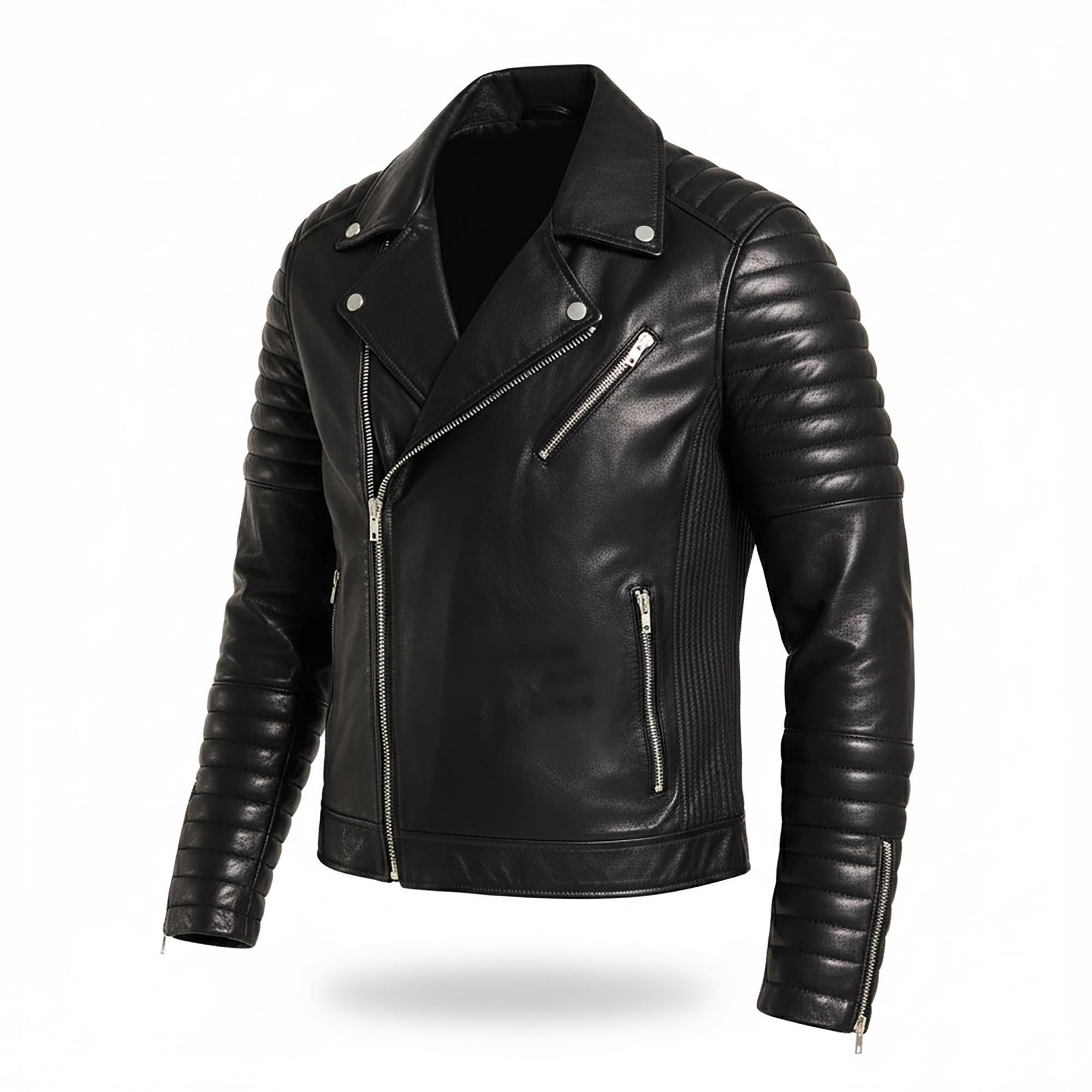 Mens Real Motorcycle Biker Leather Jacket Punk Retro Brando Moto Style Leather Jackets