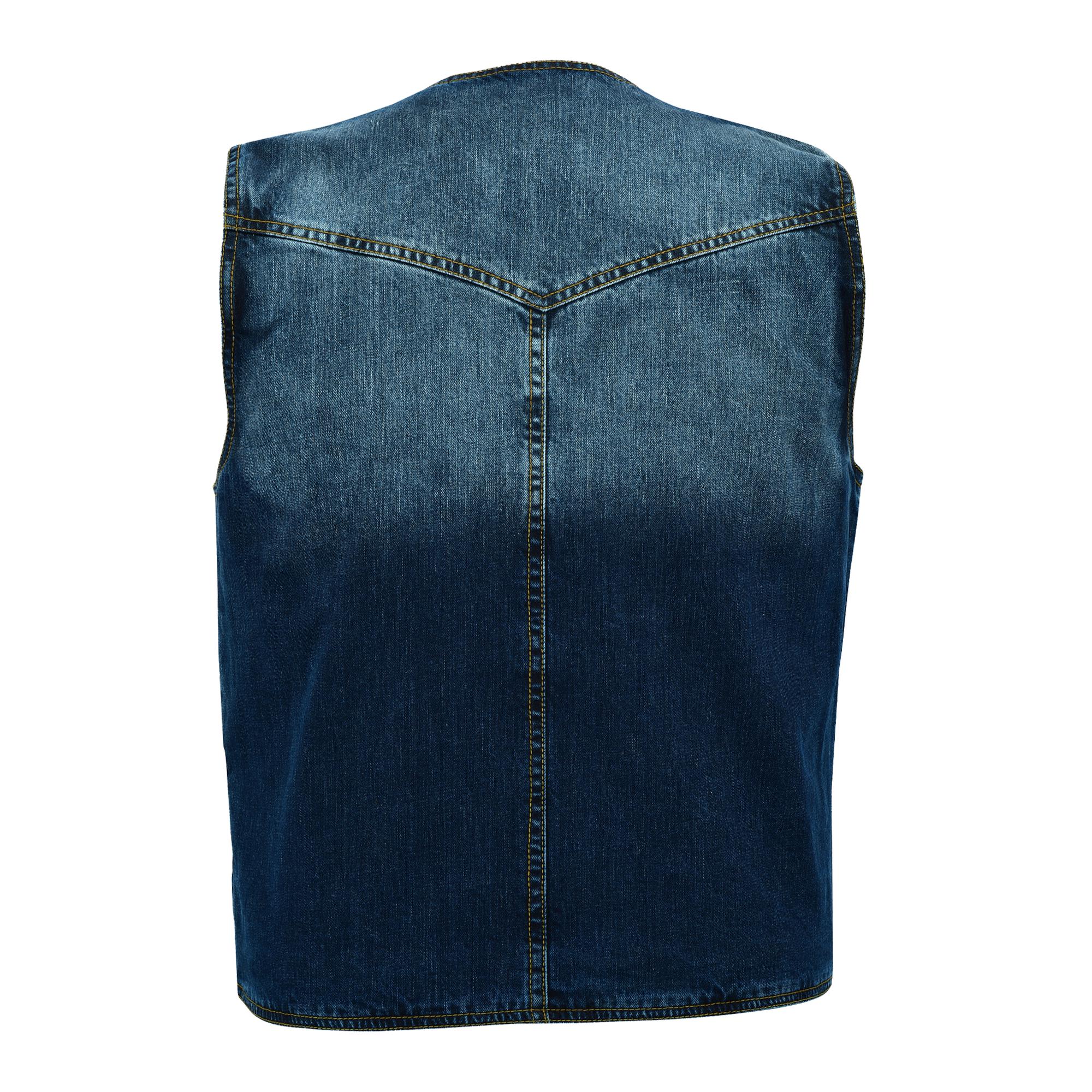 Vintage Mens Denim Vest Blue Jean Sleeveless Biker Style Trucker Festival Christmas Eve Outfit