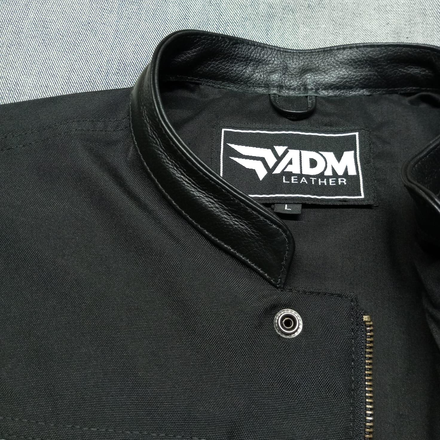 Cordura Motorcycle Vest: Handmade Leather Trim Biker Club Vest