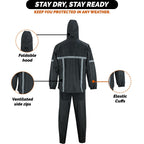 Waterproof Motorcycle Rain Suit: Lightweight Polyester Hooded Jacket & Trousers