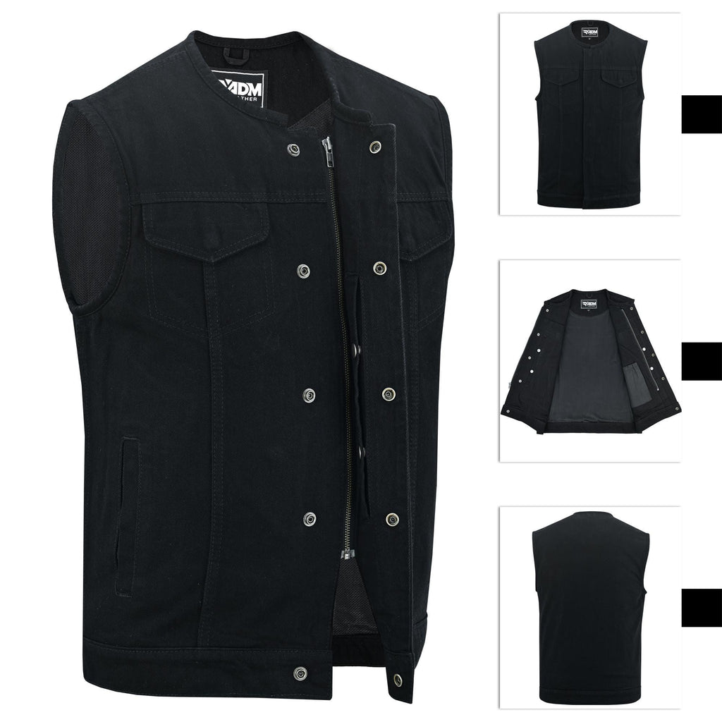 Denim Vest Men Ripped Jean Raw Edge Cut Punk Rock Streetwear Sleeveless Biker Vests