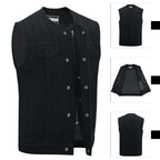 Denim Vest Men Ripped Jean Raw Edge Cut Punk Rock Streetwear Sleeveless Biker Vests