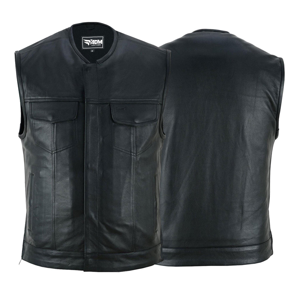 Handmade Cowhide Leather Motorcycle Vest: Diamond Quilted Biker Vest