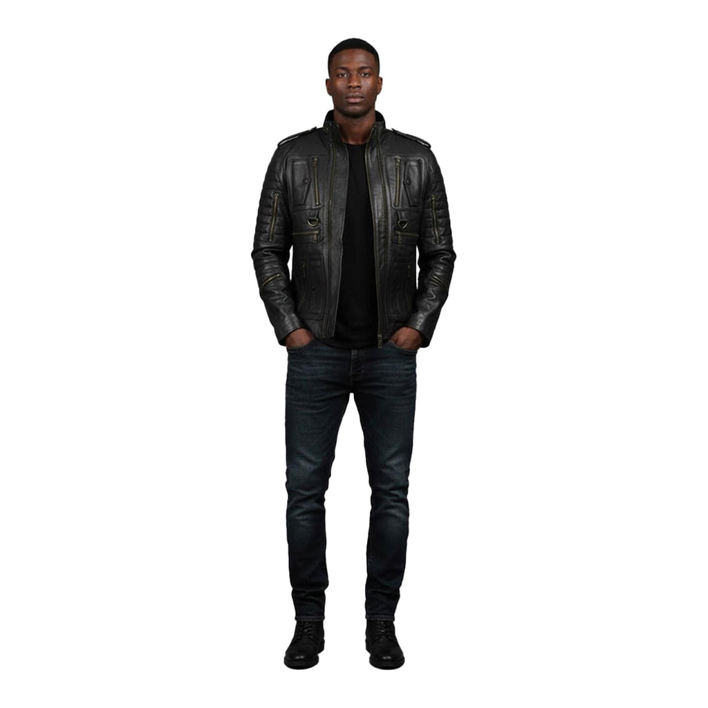 Cyberpunk Style Black Leather Moto Jackets Men's Biker Coat Steampunk Tactical Jacket Motorcycle Coat