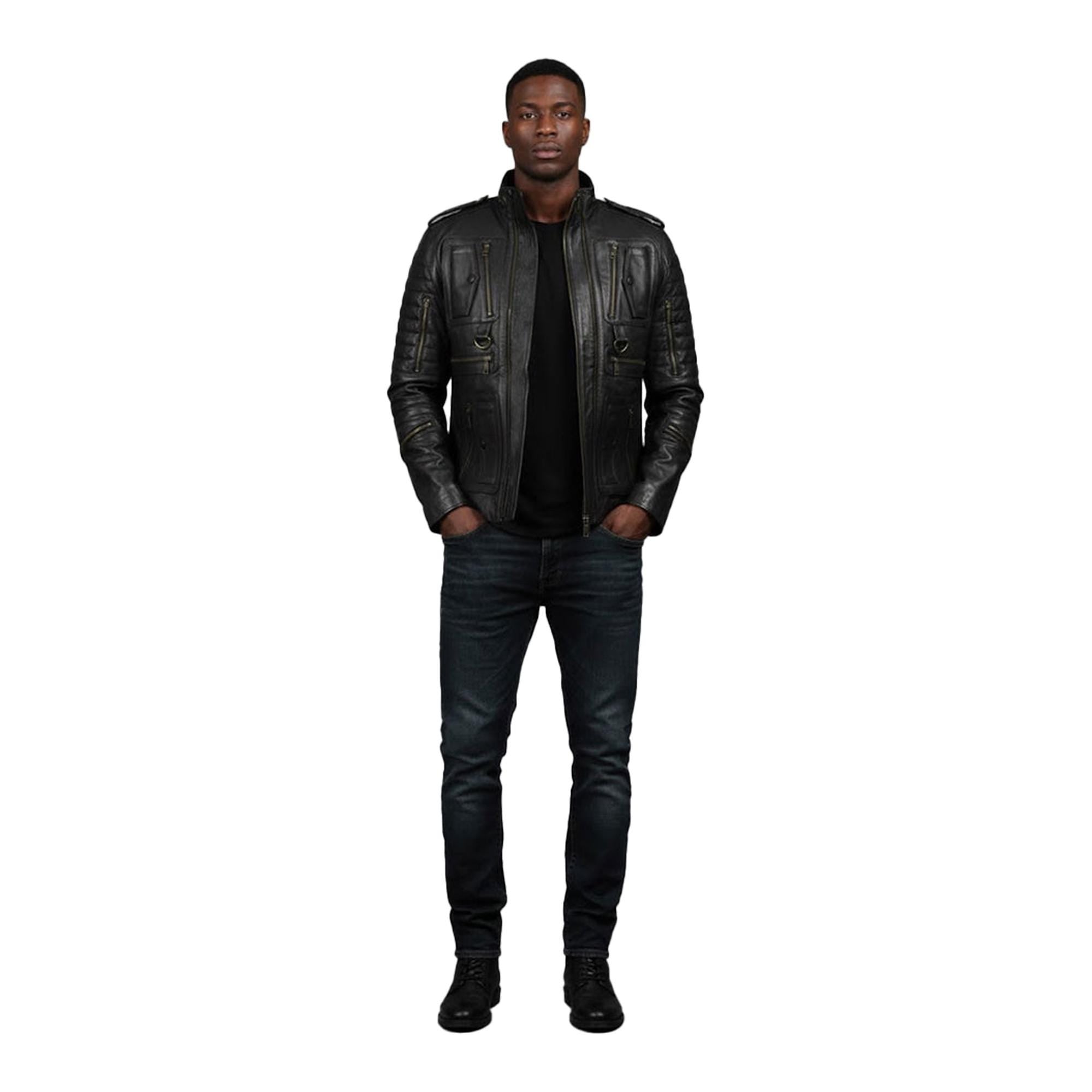Cyberpunk Style Black Leather Moto Jackets Men's Biker Coat Steampunk Tactical Jacket Motorcycle Coat