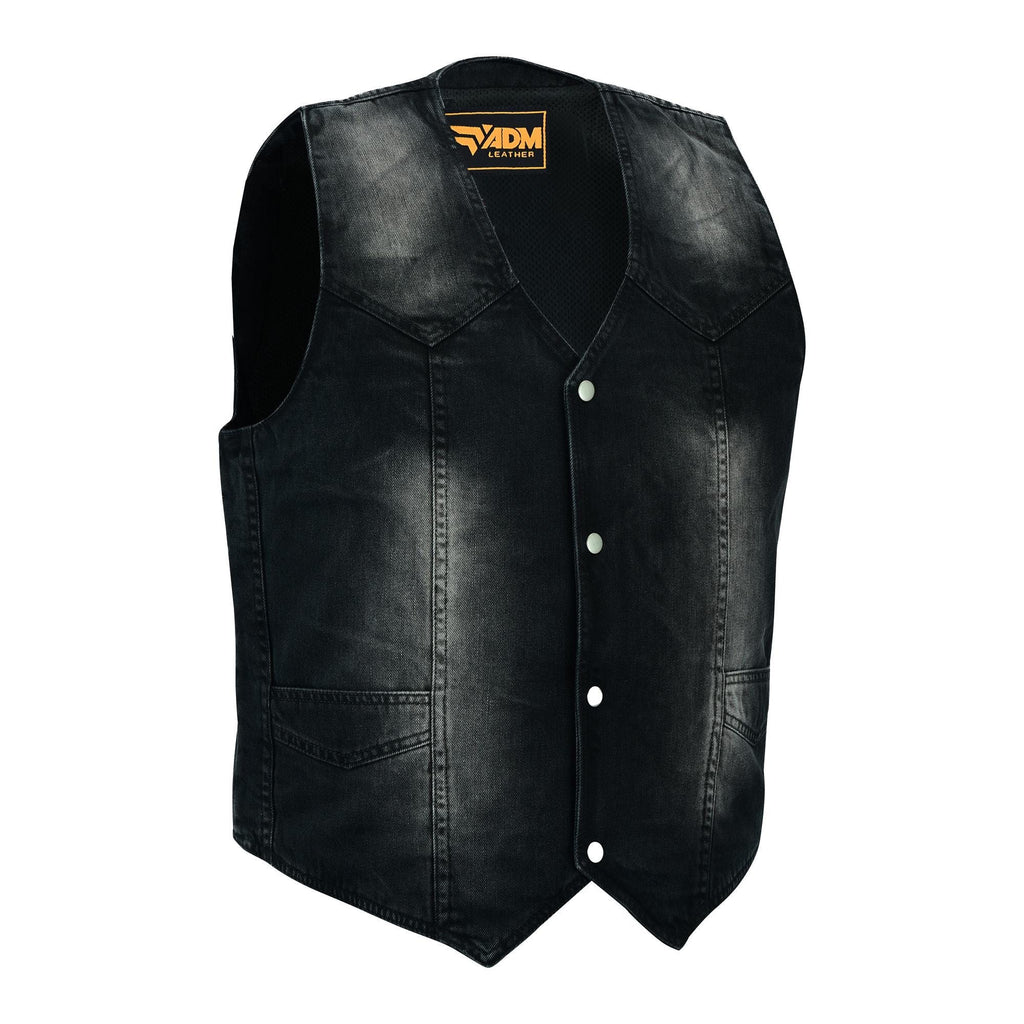 Black Denim Vest Mens Biker Motorcycle Jean Sleeveless Jacket Studded Punk Streetwear Top