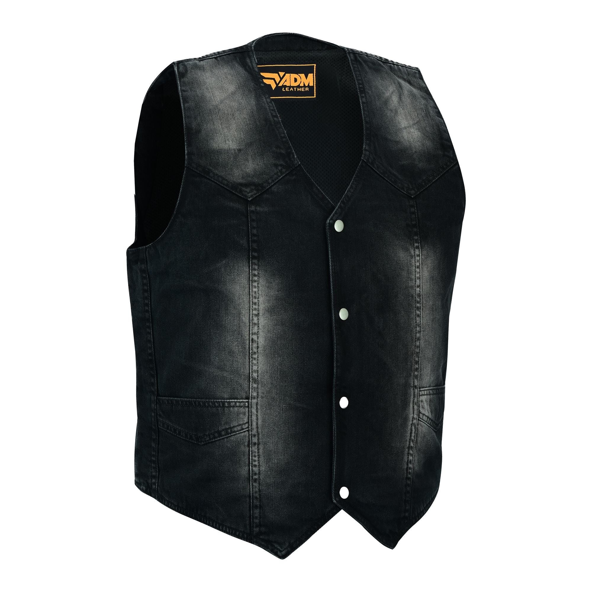 Black Denim Vest Mens Biker Motorcycle Jean Sleeveless Jacket Studded Punk Streetwear Top