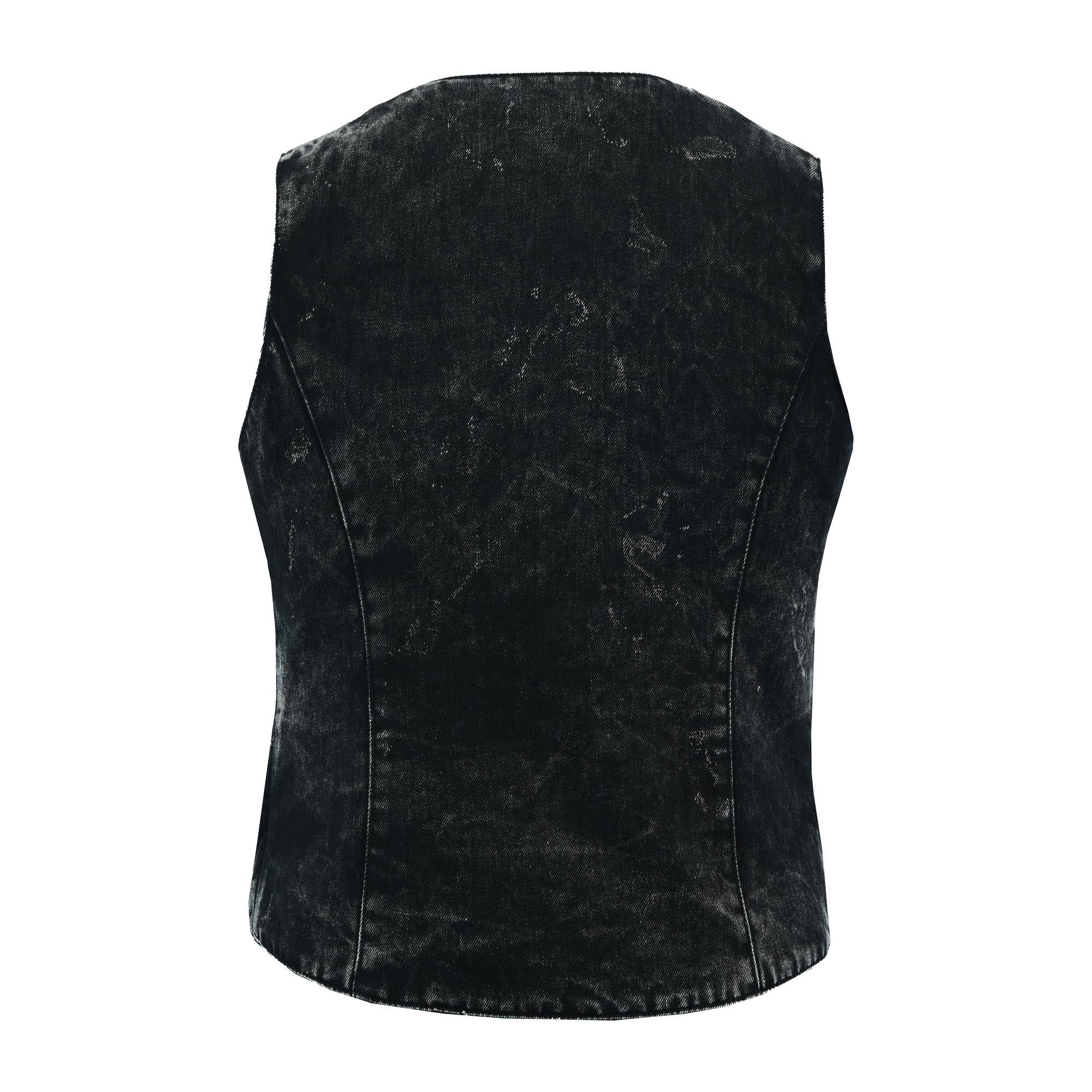 Mens Western Leather Biker Vest SOA Motorcycle Club Cutoff Sleeveless Top Cowboy Fitted Style