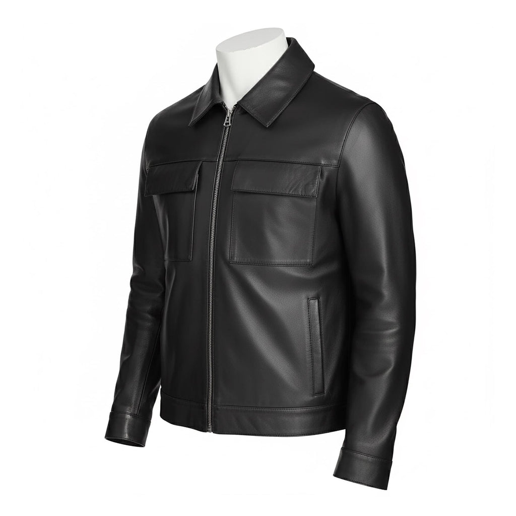 Mens Black Biker Leather Jacket Classic Motorcycle Riding Moto Jackets Western Style Coat