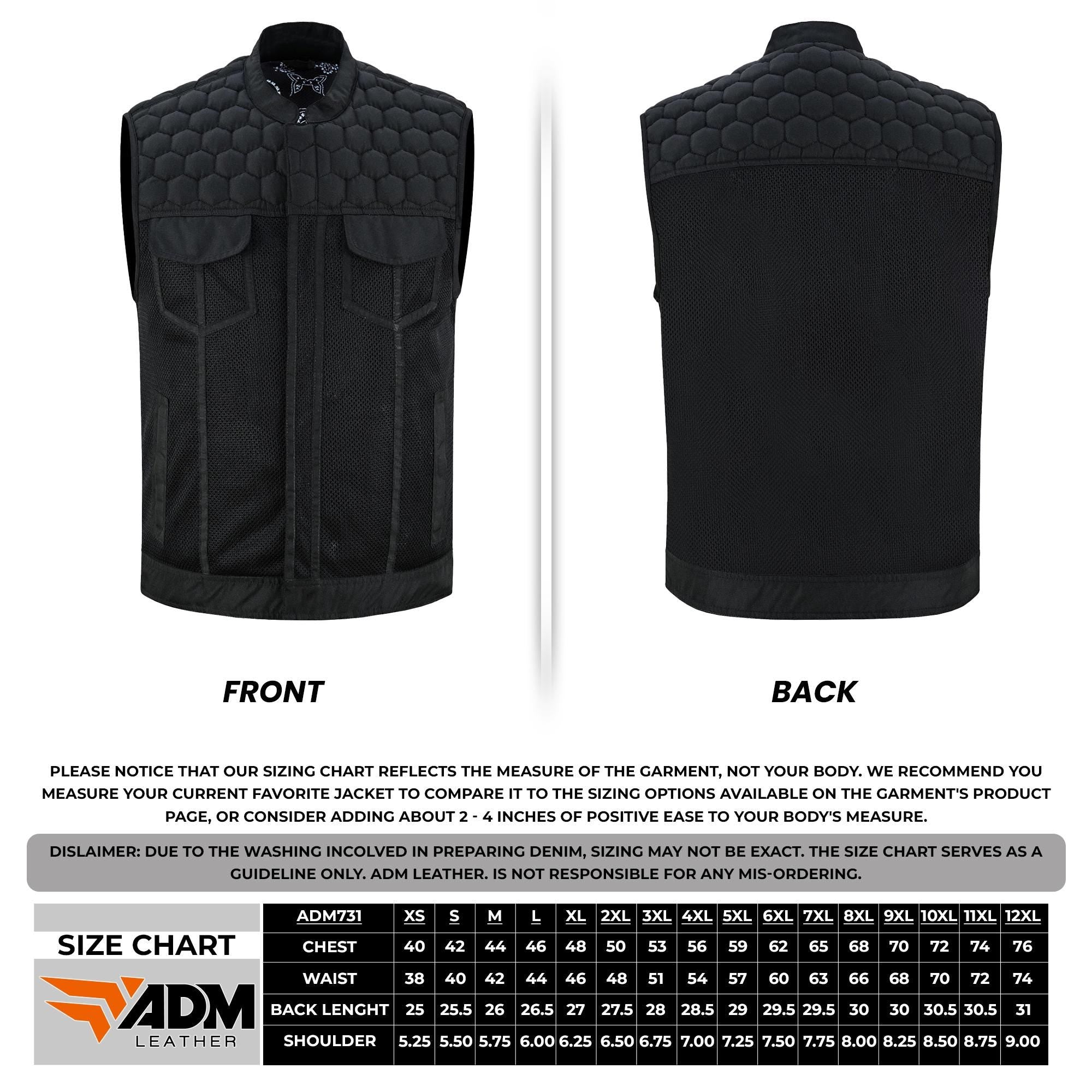 Men's Western Vest Heavy Duty Biker Style Denim Vest | Motorcycle Club Cutoff