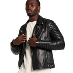 Mens Real Motorcycle Biker Leather Jacket Punk Retro Brando Moto Style Leather Jackets