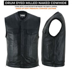 Handmade Cowhide Leather Motorcycle Vest: Diamond Quilted Biker Vest