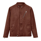 Men's Brown Leather Biker Jacket Cafe Racer Motorcycle Stylish Casual Coat for Men Gift for Him