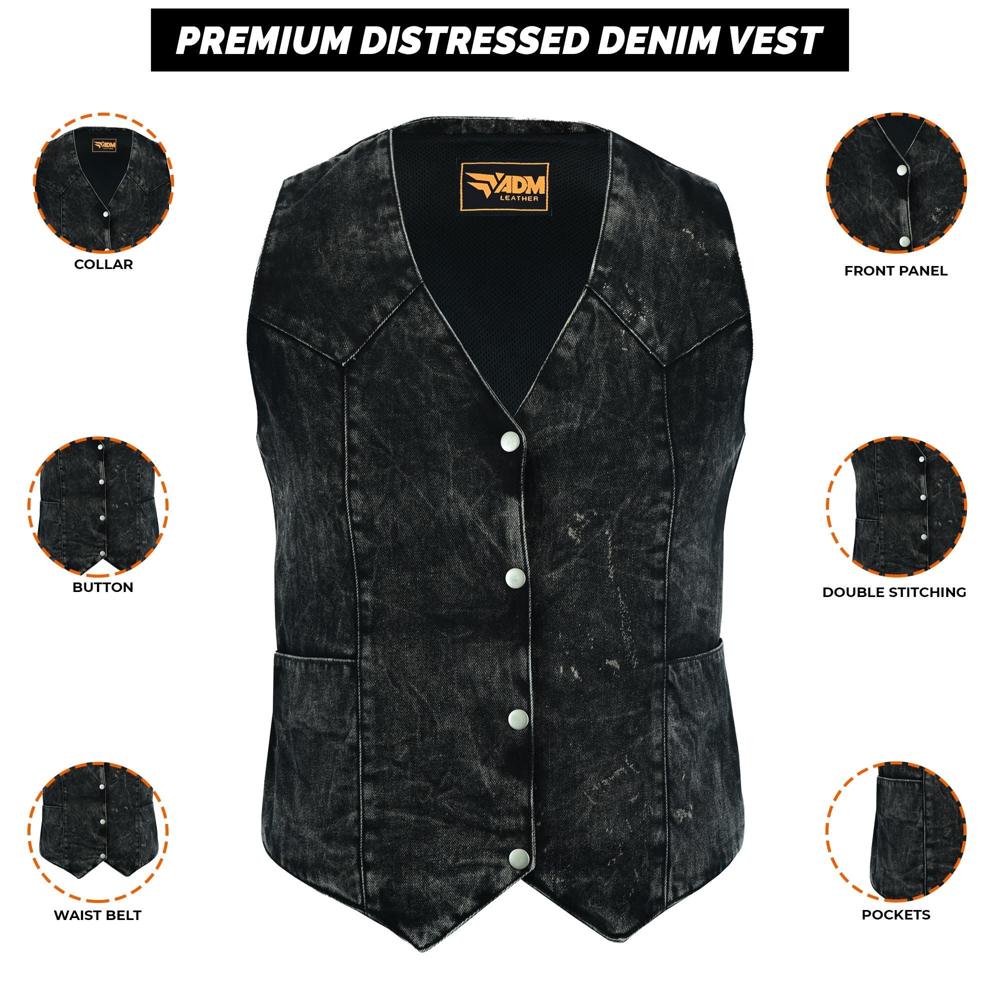 Mens Western Leather Biker Vest SOA Motorcycle Club Cutoff Sleeveless Top Cowboy Fitted Style