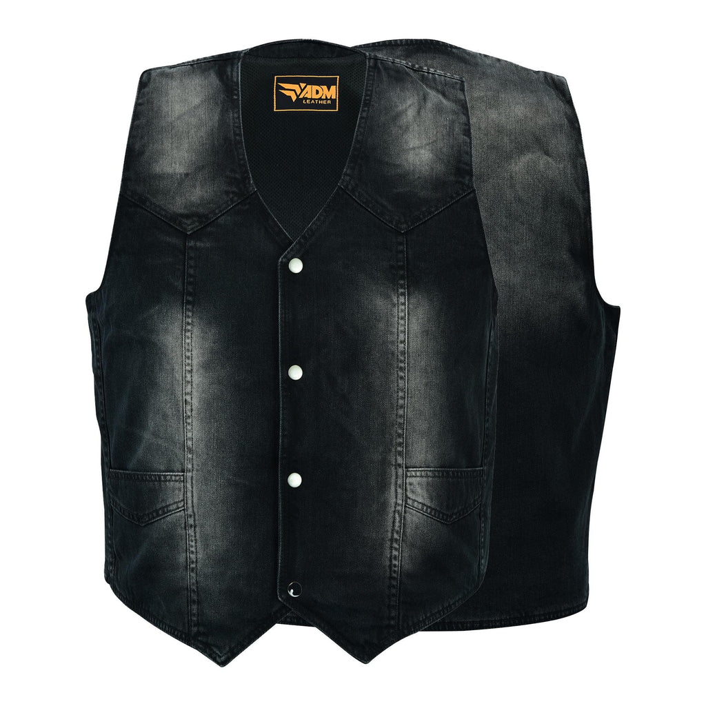 Black Denim Vest Mens Biker Motorcycle Jean Sleeveless Jacket Studded Punk Streetwear Top