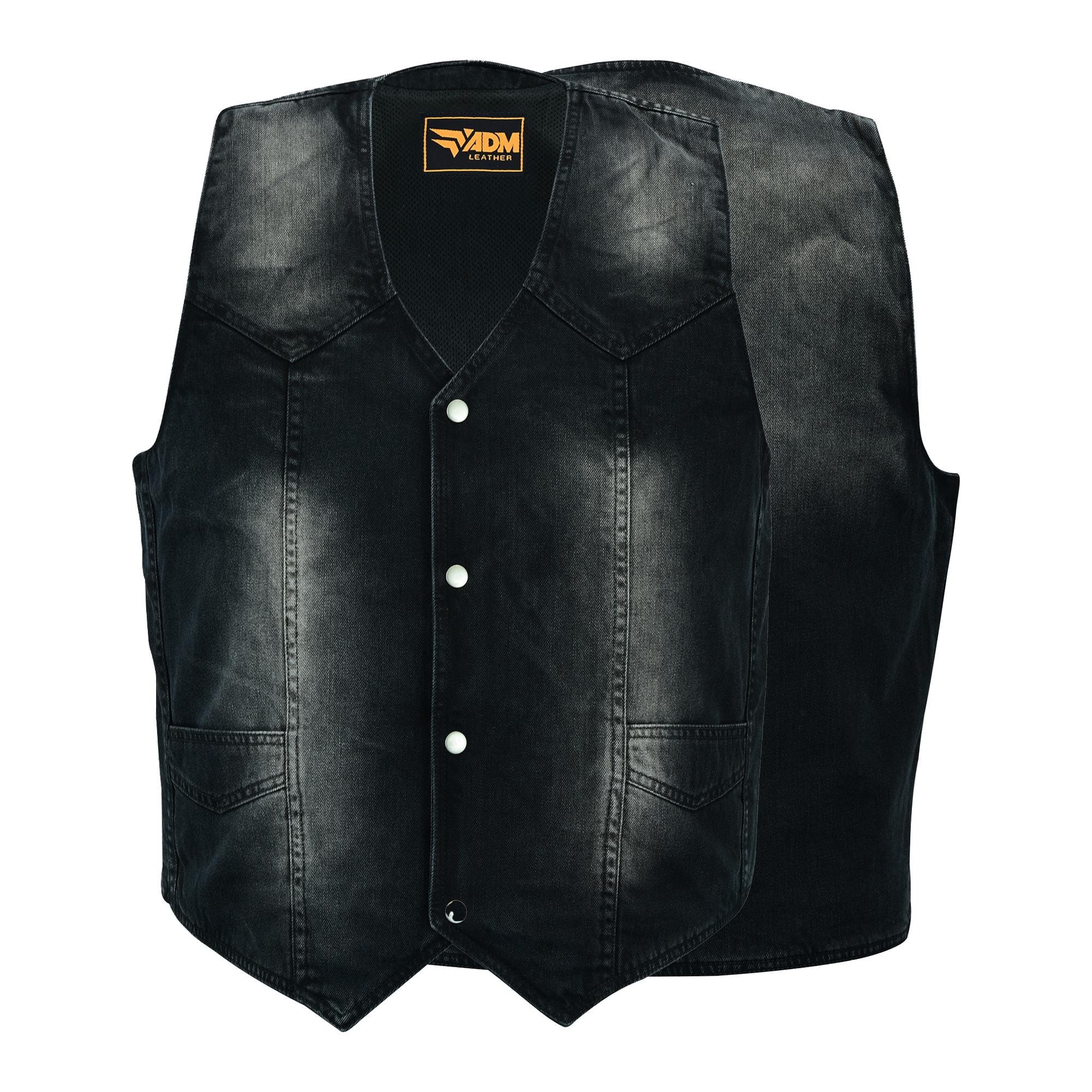 Black Denim Vest Mens Biker Motorcycle Jean Sleeveless Jacket Studded Punk Streetwear Top