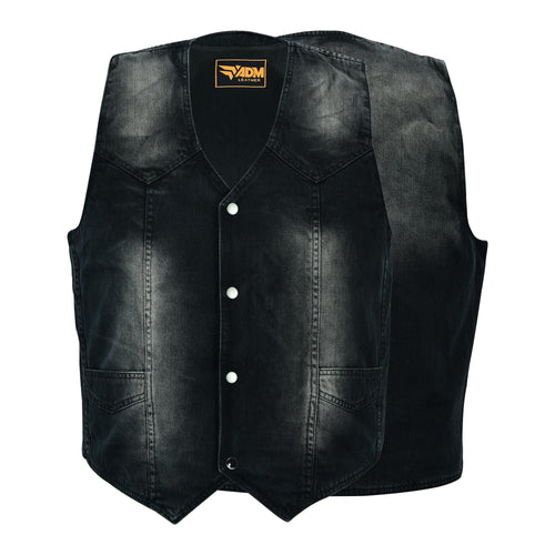 Black Denim Vest Mens Biker Motorcycle Jean Sleeveless Jacket Studded Punk Streetwear Top