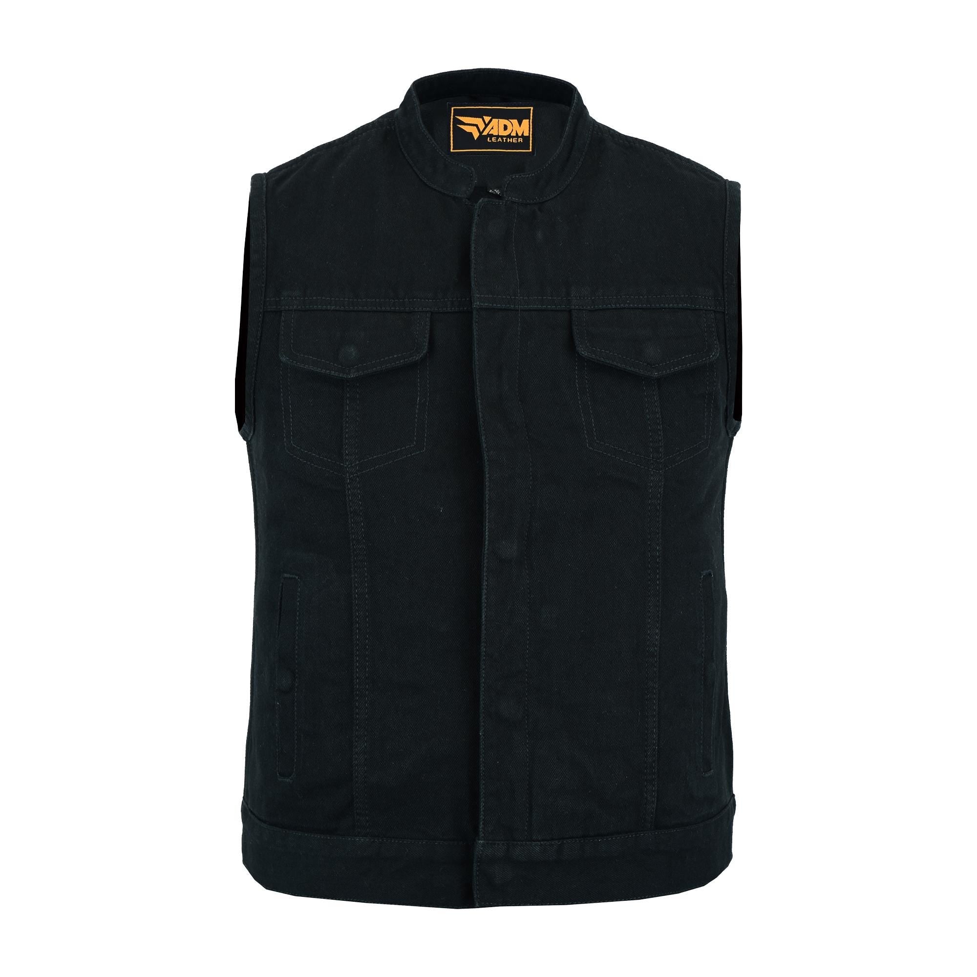 Vintage Denim Vest Men Distressed Western Style Light Blue Jean Sleeveless Trucker Festival