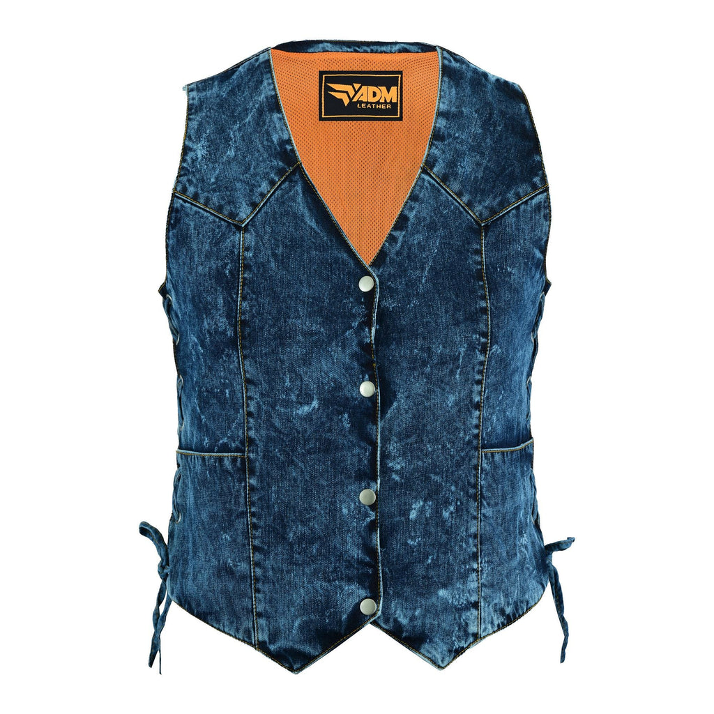 Classic Essential Denim Vest Unisex Blue Jean Sleeveless Top Trucker Style Fitted Workwear