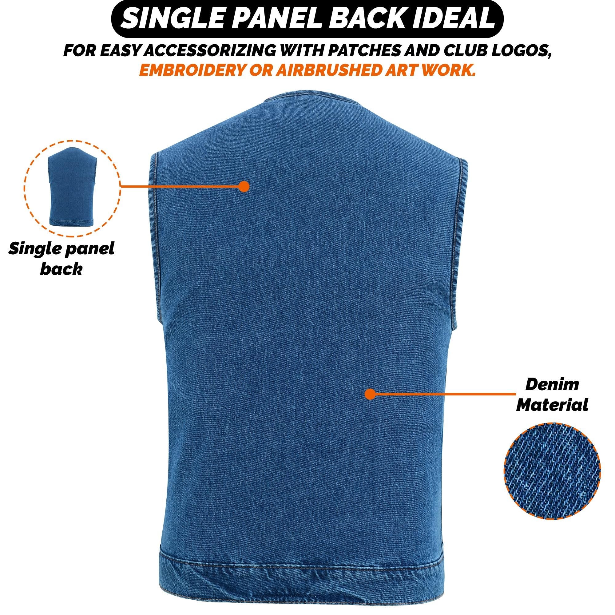 Vintage Biker Denim Vest Men's Heavyweight Cutoff Sleeveless Jean Jacket Trucker Punk Style