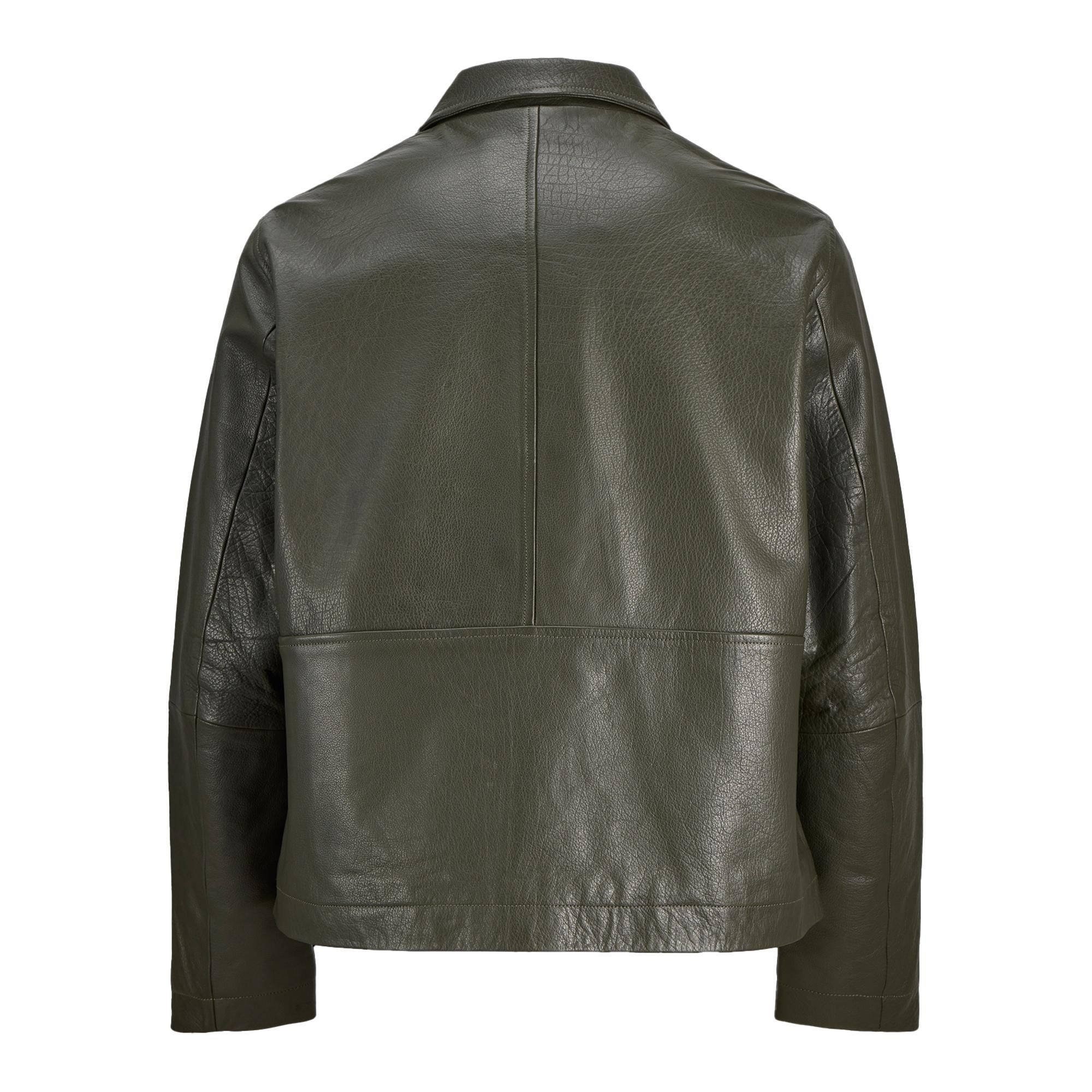 ADM Leather Jacket Men Trucker Style Biker Stand Collar Premium Pastel Green Color Branded Jacket