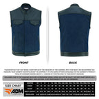 Denim Leather Vest Men SOA Motorcycle Biker Club Style Concealed Carry Riding Sleeveless Jacket