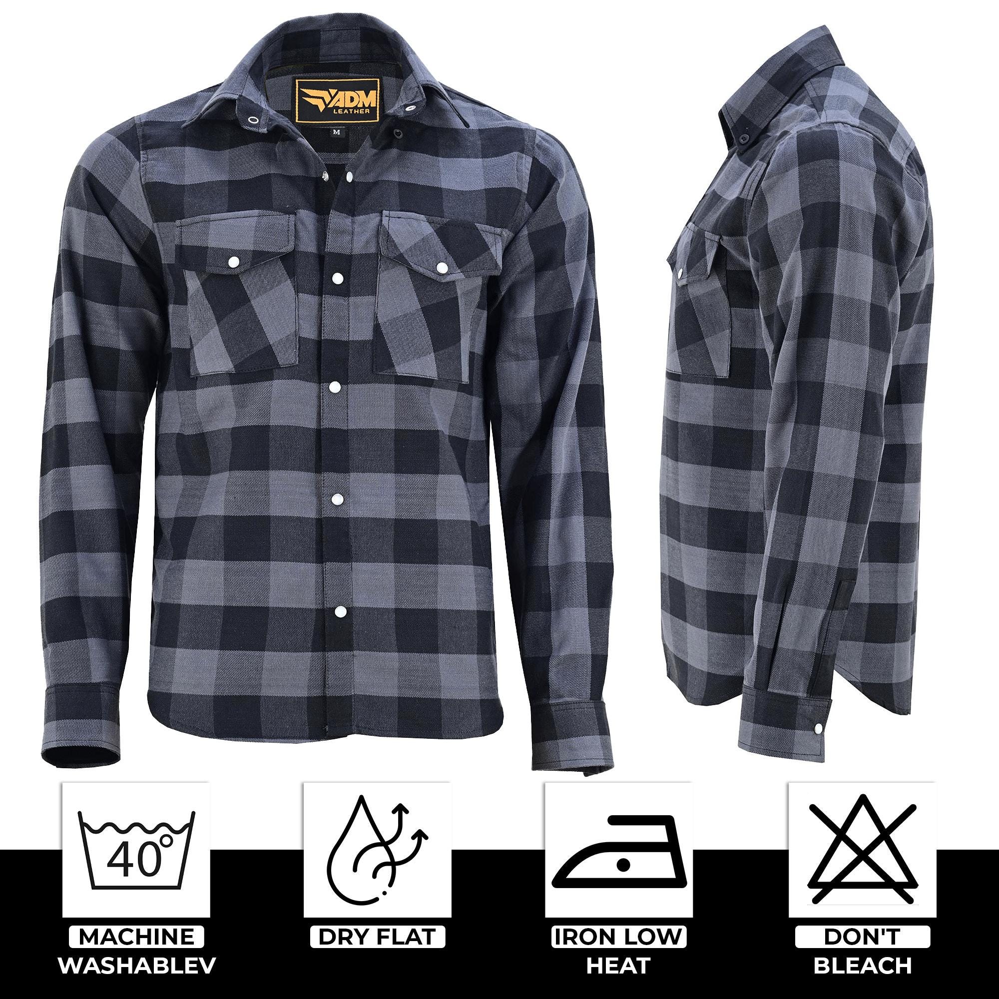 Aramid Flannel Shirt CE-Approved Motorcycle Overshirt | Black & Grey Level 2 Armored Protection Riding Gear