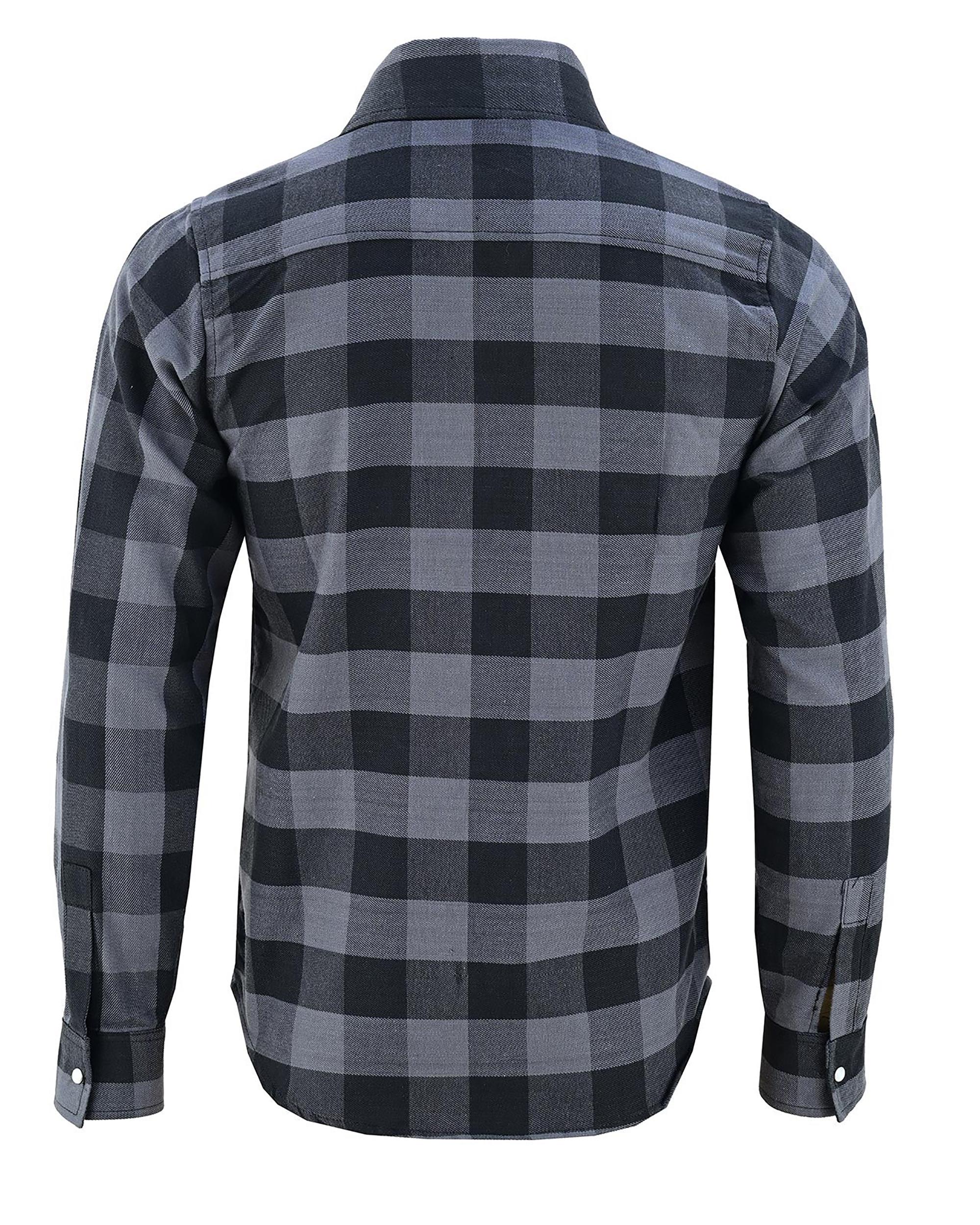 Aramid Flannel Shirt CE-Approved Motorcycle Overshirt | Black & Grey Level 2 Armored Protection Riding Gear