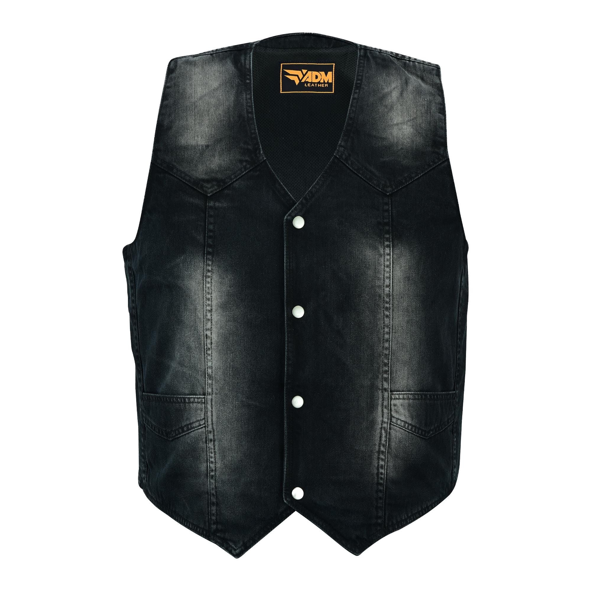 Black Denim Vest Mens Biker Motorcycle Jean Sleeveless Jacket Studded Punk Streetwear Top