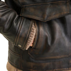 Distressed Brown Leather Jacket For Men Aviator Style Biker Western Cowboy Leather Coat