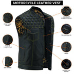 Handmade Cowhide Leather Motorcycle Vest: SOA Biker Style, Concealed Carry