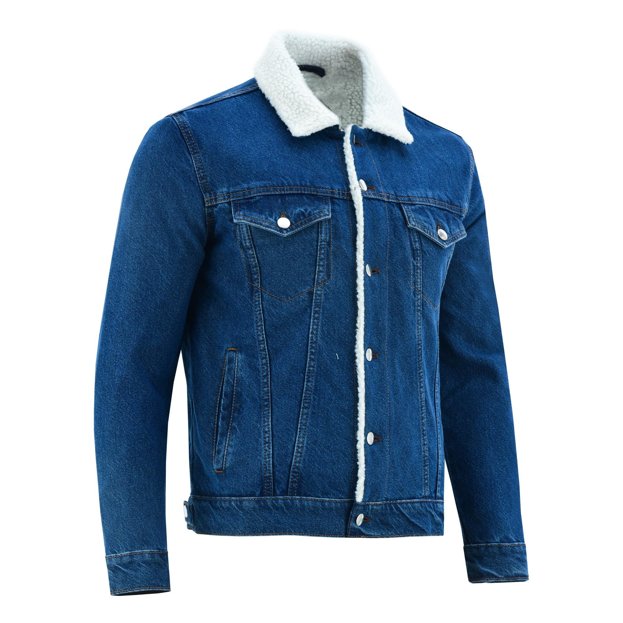 Streetwear Fur Sherpa Lined Jacket Vintage Denim Coat | Men's Classic Winter Jean Jacket