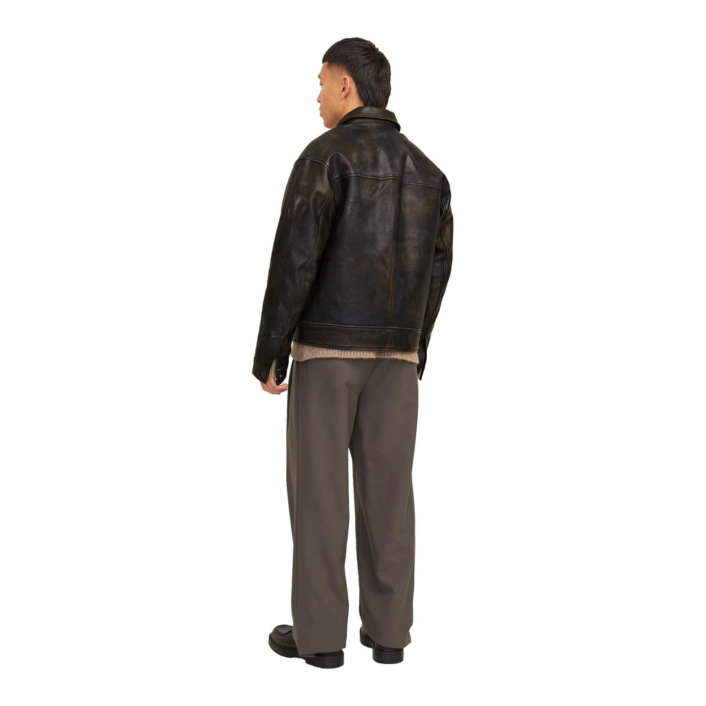 Distressed Brown Leather Jacket For Men Aviator Style Biker Western Cowboy Leather Coat