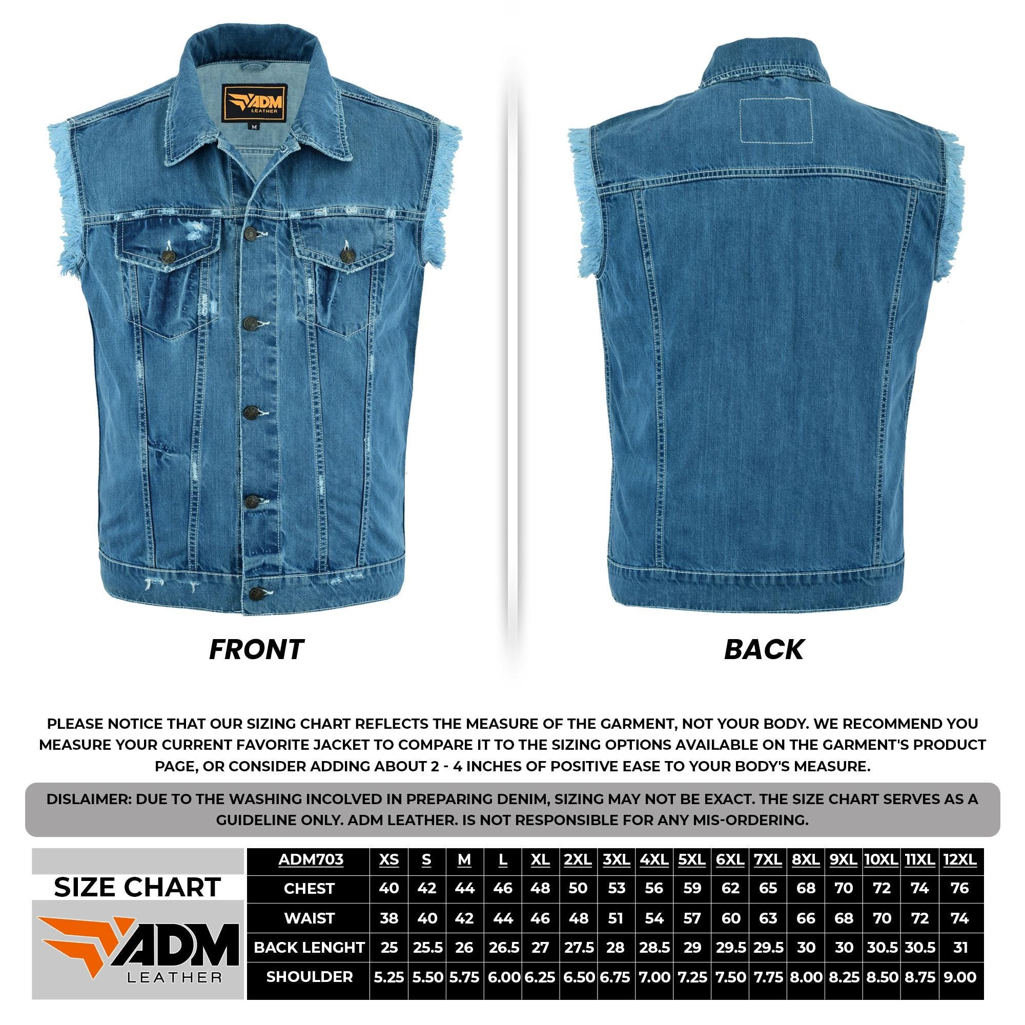Mens Denim Biker Vest Distressed Washed Blue Jean Cutoff Sleeveless Jacket Punk Style Outwear