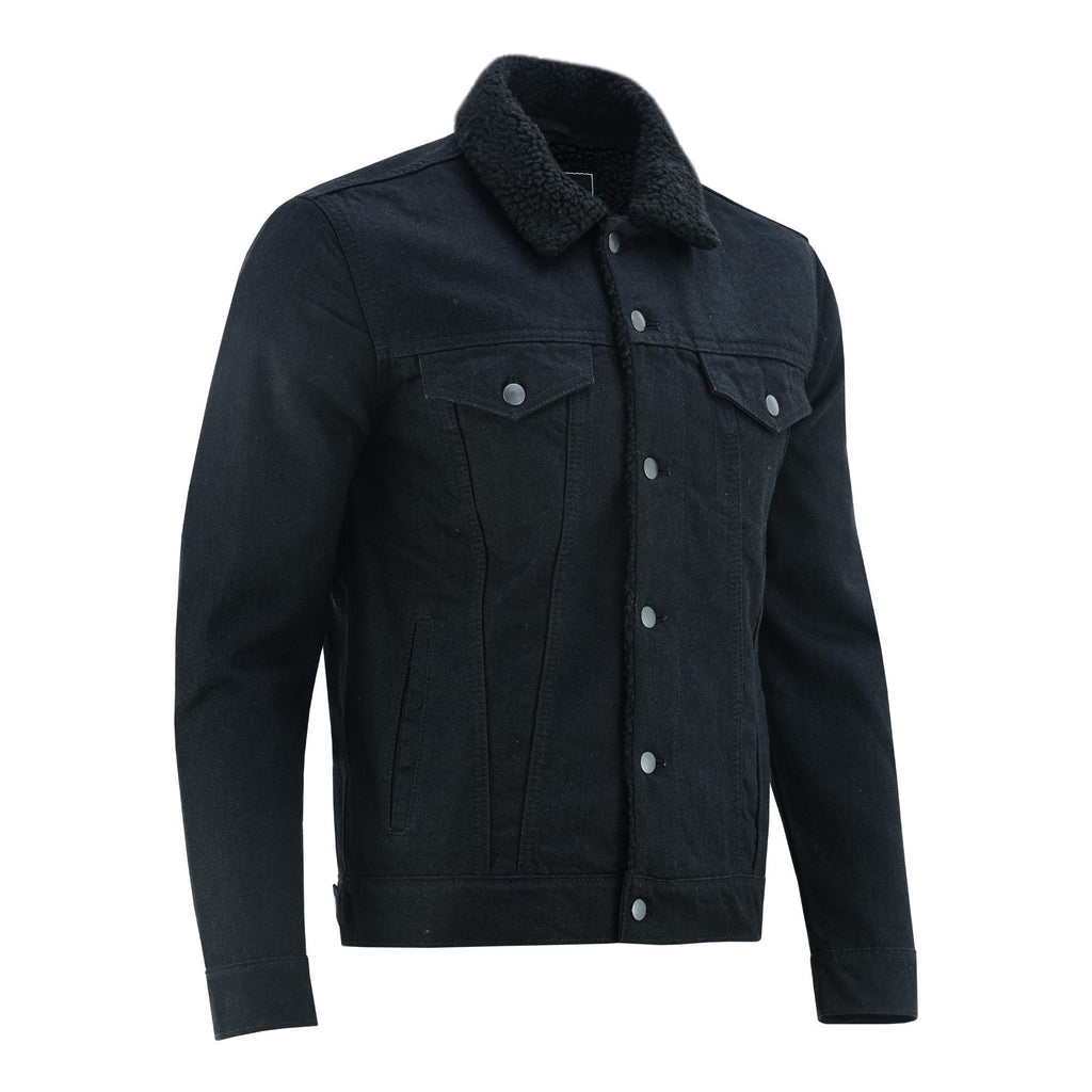 Heavyweight Denim Jacket Men's Fur Lined Streetwear Coat | Vintage Winter Biker Style