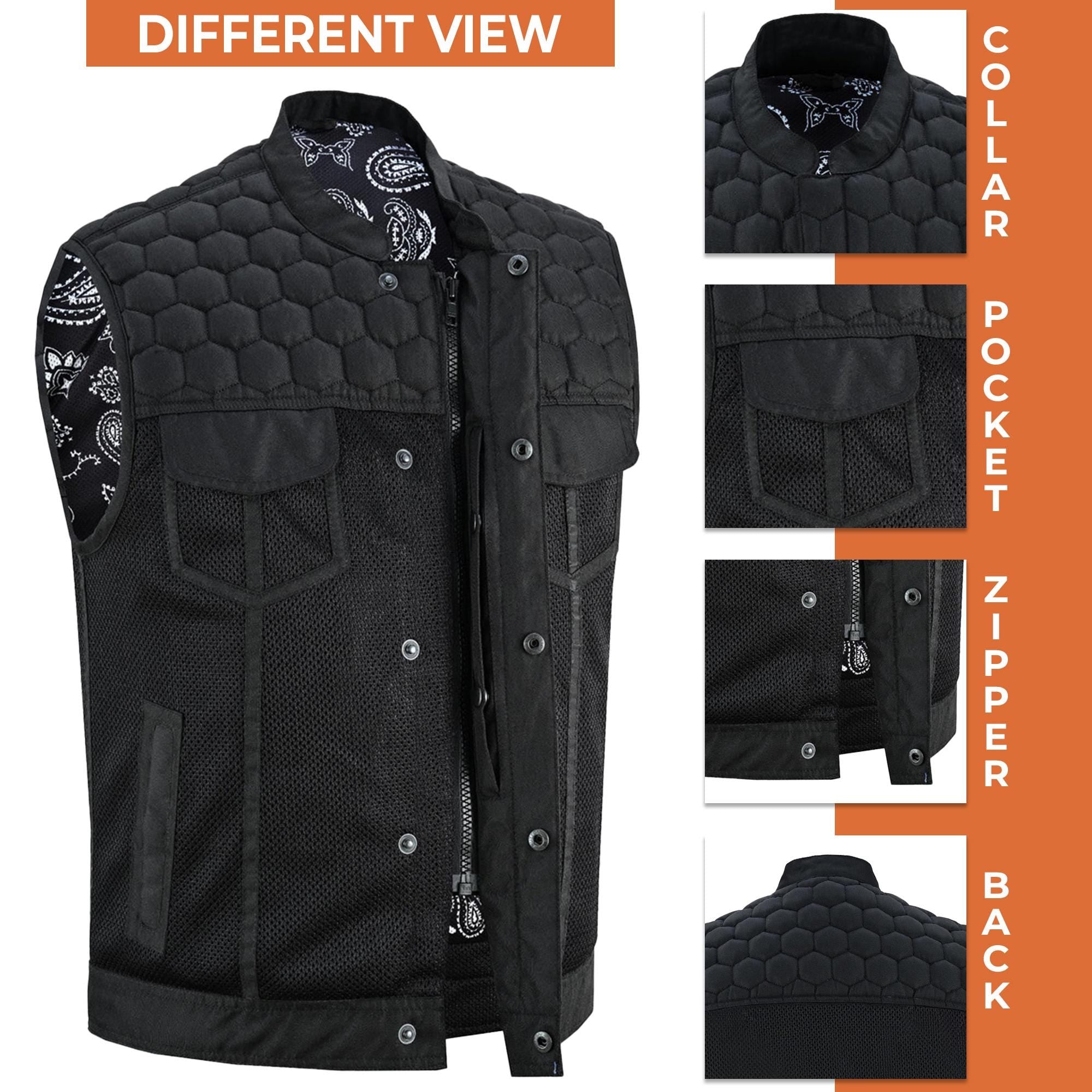Men's Western Vest Heavy Duty Biker Style Denim Vest | Motorcycle Club Cutoff